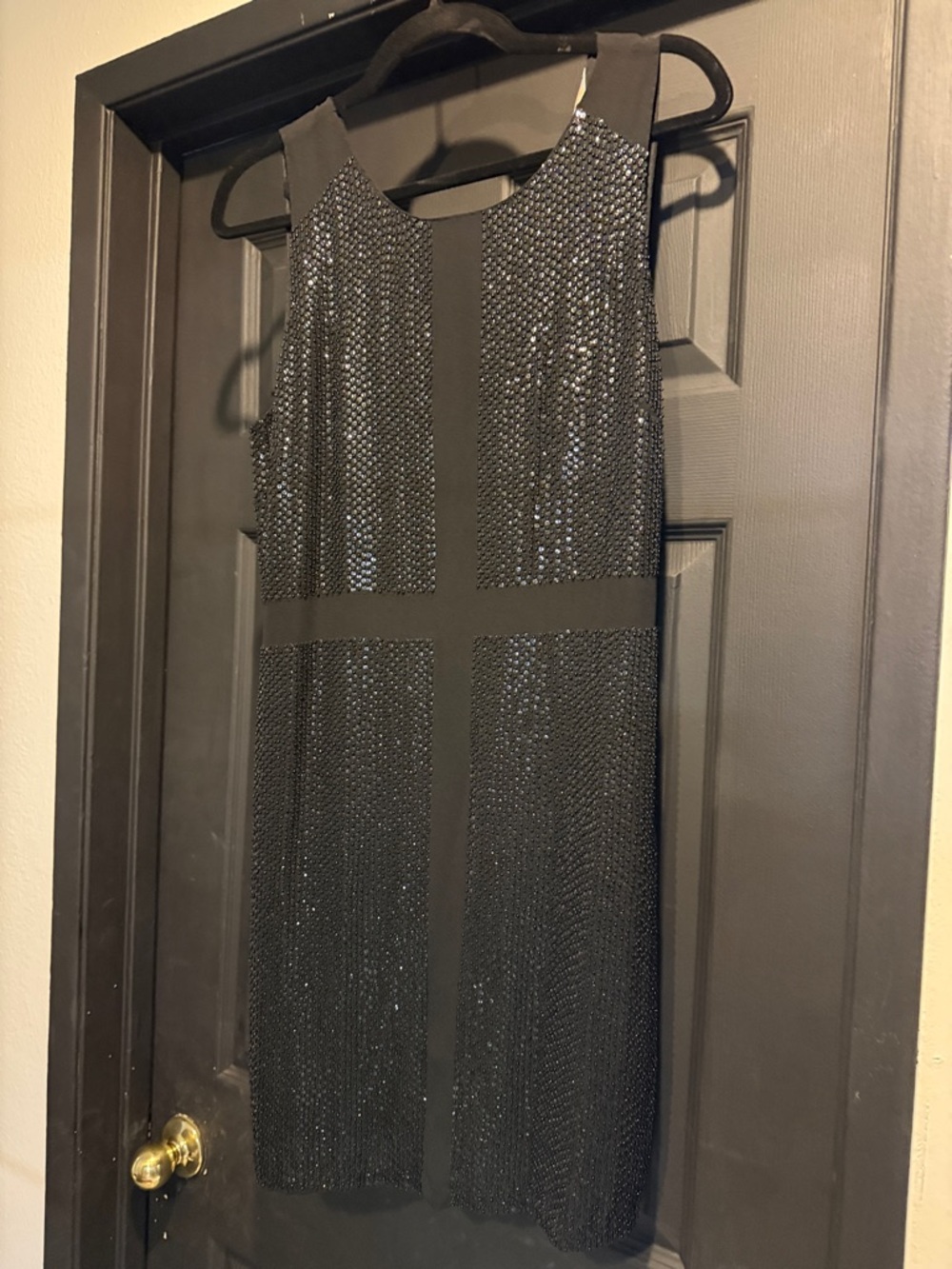 Ted Baker Black Sleeveless Sequin Shift Dress